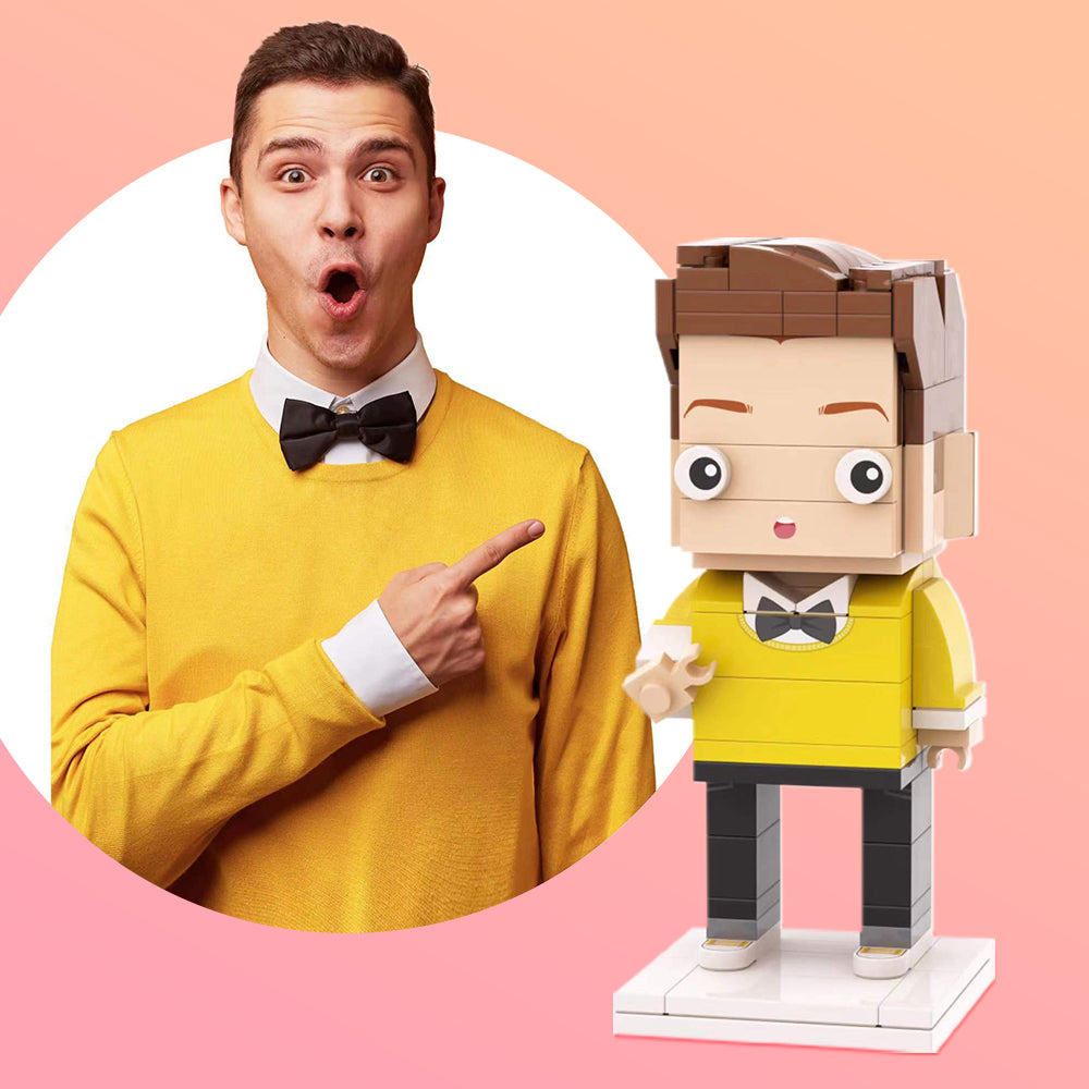 Basic Version Full Body Customizable 1 Person Custom Brick Figures Small Particle Block Toy Men's Plaid Shirt Brick Me Figures