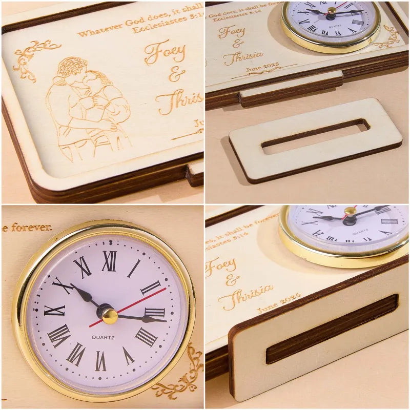 Personalized Wooden Clock Can Custom Photo And Text Wedding Gifts Anniversary Gifts