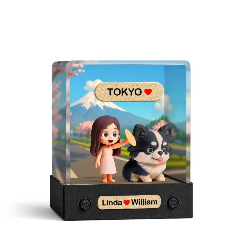 Gepersonaliseerde 3D Minifiguur van Jouw Foto – Uniek Speelfiguur met Achtergrond en Acryl Displaybox