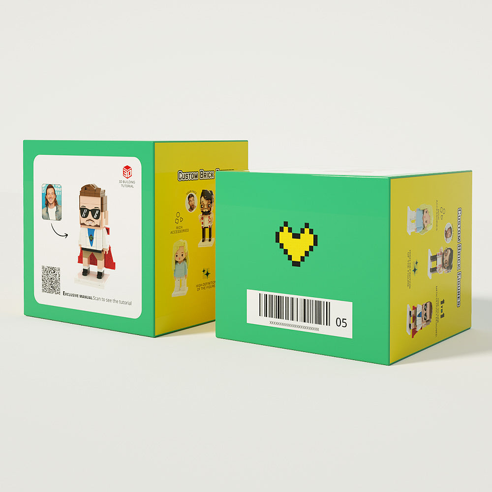 Gepersonaliseerd Hoofd – Soccer Junior Brick Figuur | Uniek Bouwsteen Cadeau op Basis van Eigen Foto