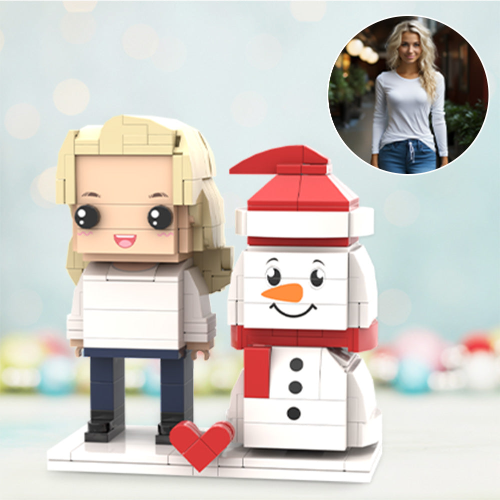 Gepersonaliseerde Brick-Figuur met Sneeuwman – Origineel Kerstcadeau