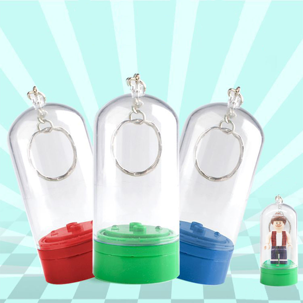 Minifig Sleutelhanger Display Case – Opbergcapsule voor Bouwfiguren