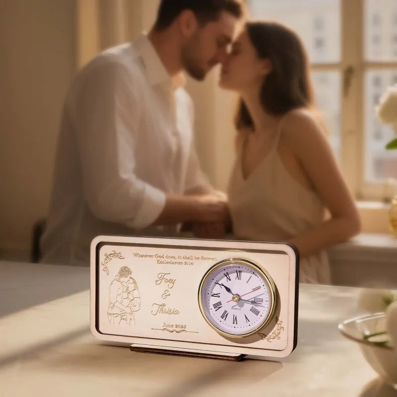 Personalized Wooden Clock Can Custom Photo And Text Wedding Gifts Anniversary Gifts