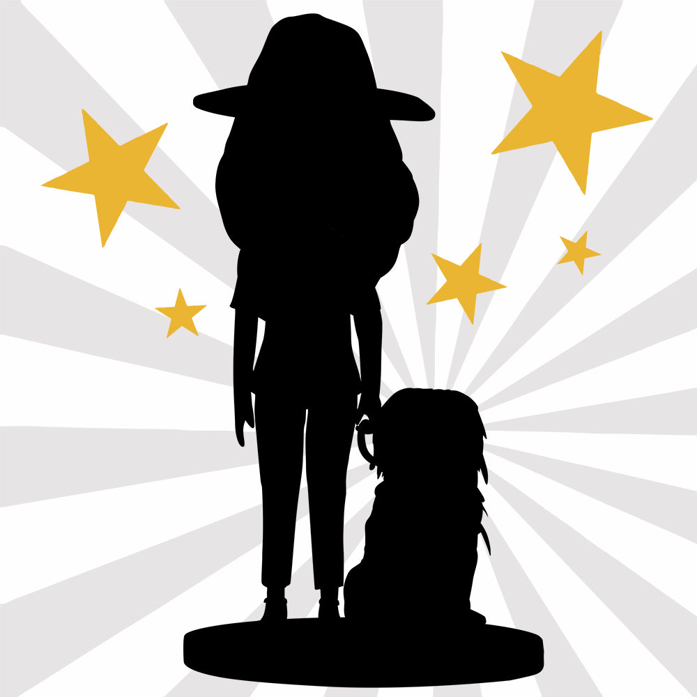 Volledig Gepersonaliseerde Bobblehead – Vrouw en Huisdier met Gegraveerde Tekst