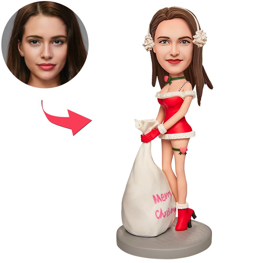 Sexy Christmas Girl – Gepersonaliseerde Bobblehead met Gegraveerde Tekst