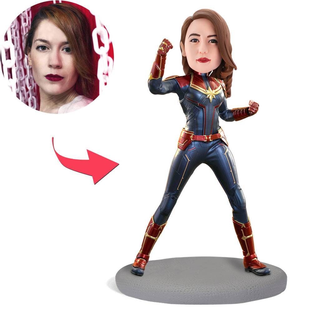 Captain Marvel – Gepersonaliseerde Bobblehead met Gegraveerde Tekst