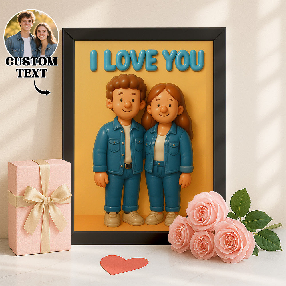 Gepersonaliseerd Cartoon-Style Fotokader met Eigen Foto en Tekst – Schattig Cadeau voor Valentijn of Verjaardag