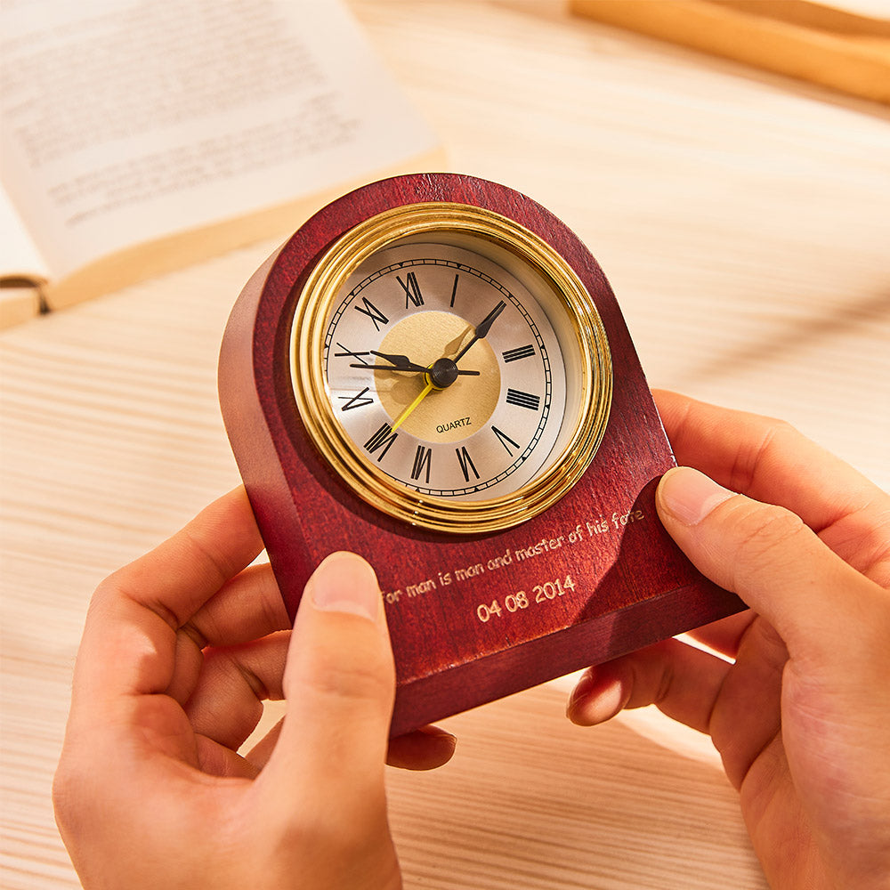 Custom Engraved Clock Vintage Home Commemorate Wood Gifts