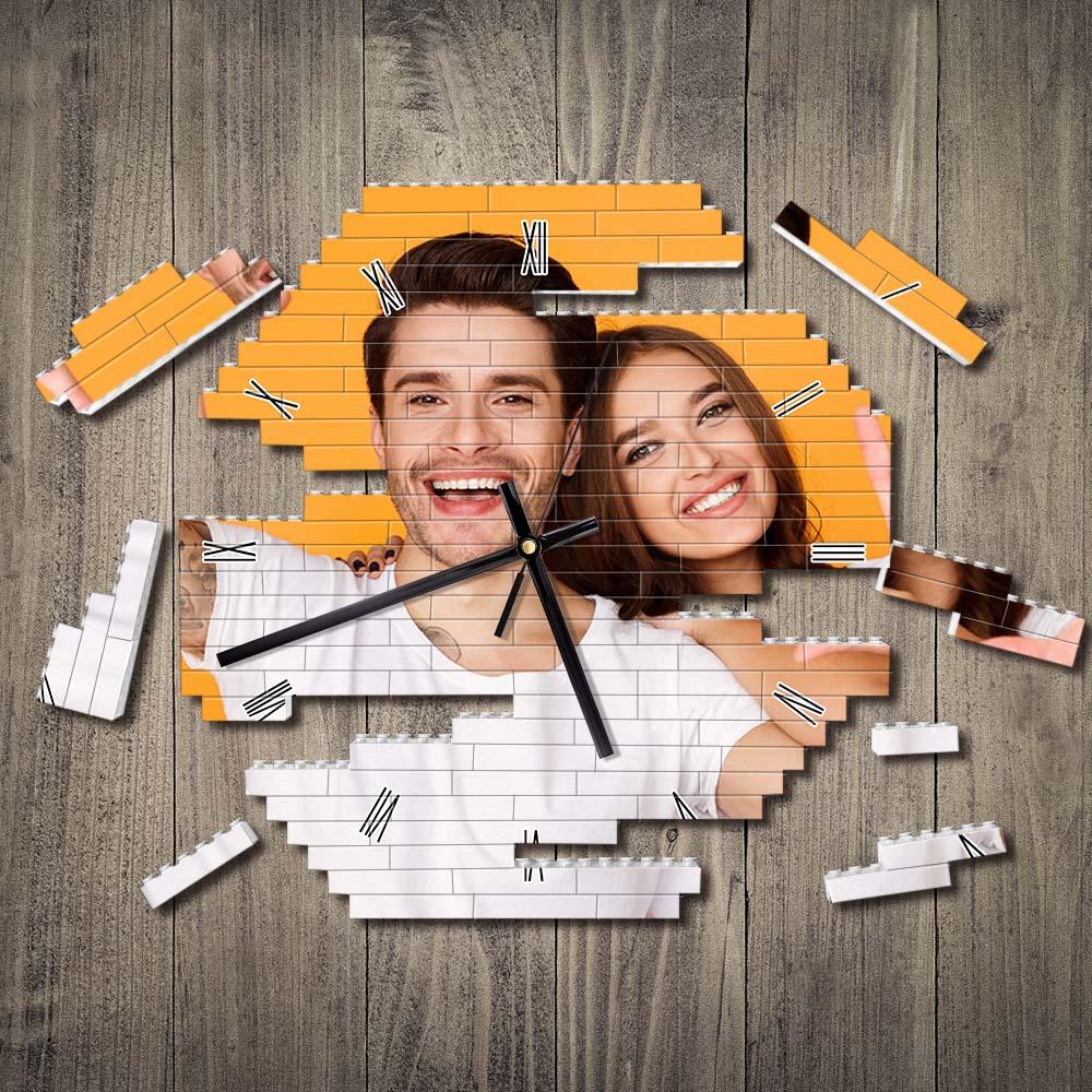 Personalized Building Block Desk Clock Wall Clock Personality Puzzle Custom Photo Pointer Brick Clock