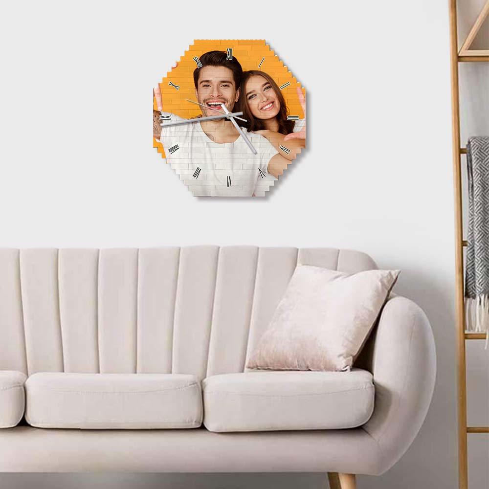 Personalized Building Block Desk Clock Wall Clock Personality Puzzle Custom Photo Pointer Brick Clock