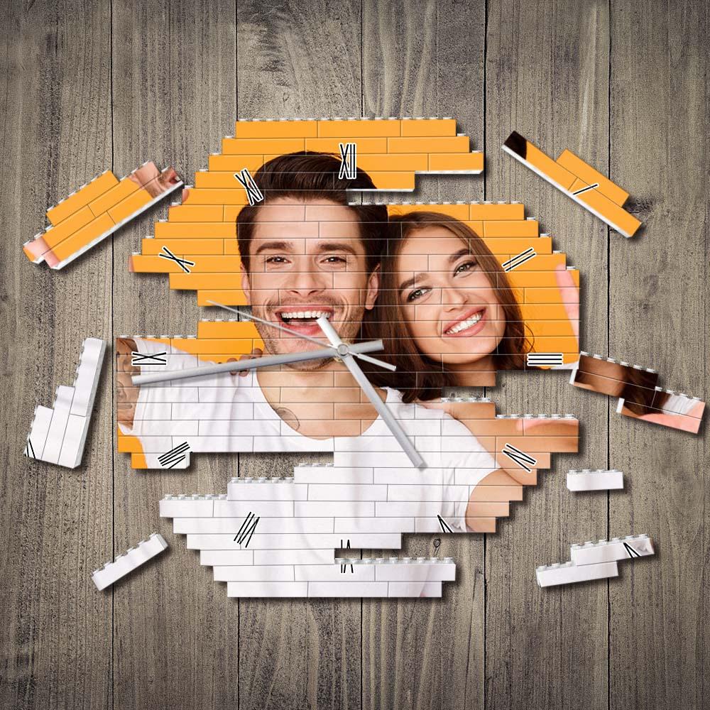 Personalized Building Block Desk Clock Wall Clock Personality Puzzle Custom Photo Pointer Brick Clock
