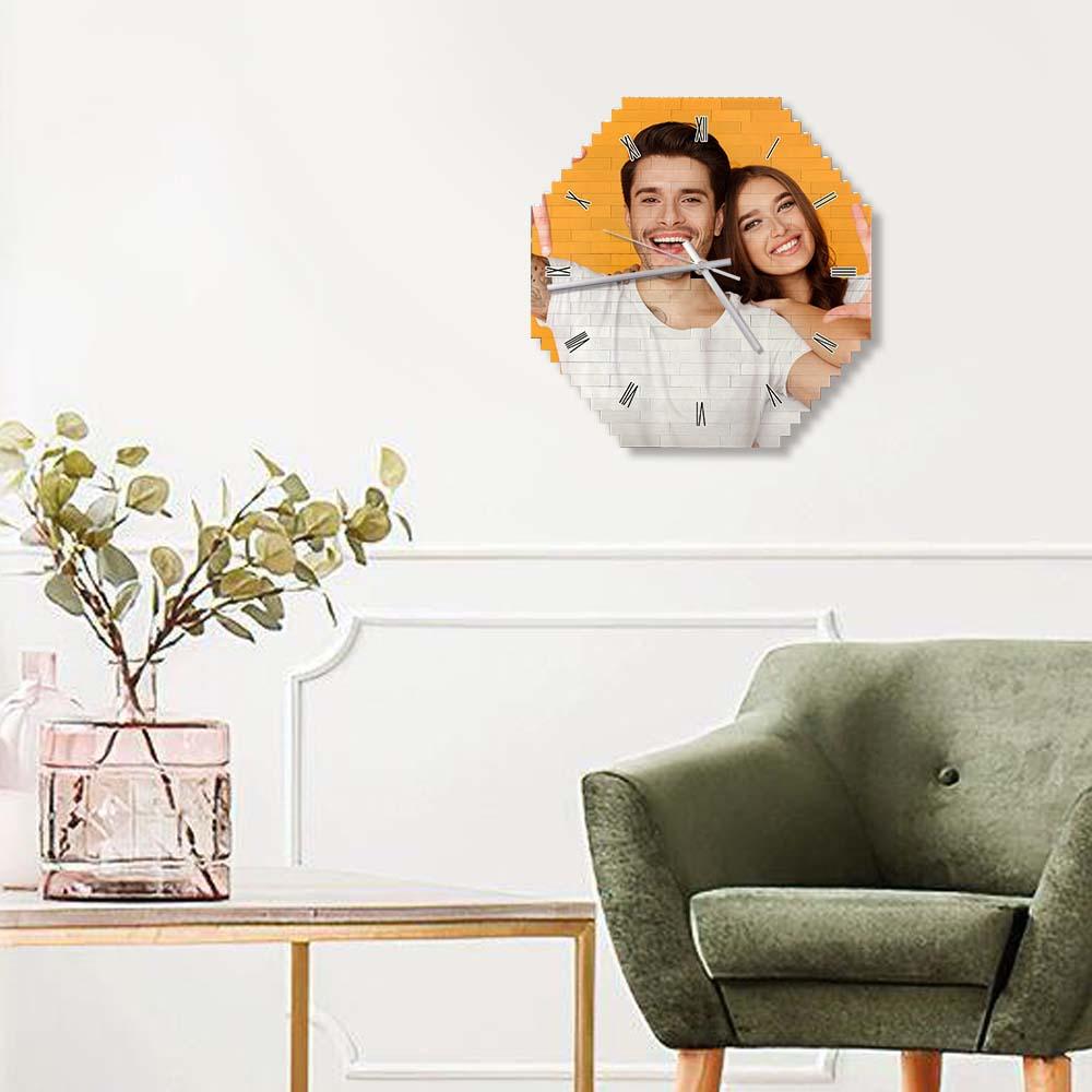 Personalized Building Block Desk Clock Wall Clock Personality Puzzle Custom Photo Pointer Brick Clock