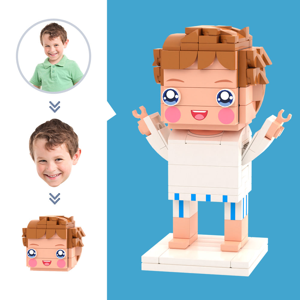 Customized Head White T-shirt Figures Small Particle Block Toy Customizable Brick Art Gifts