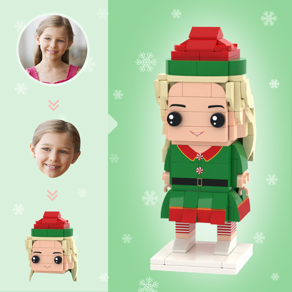 Gepersonaliseerde Kerstelf Brick-Figuur – Origineel Kerstcadeau