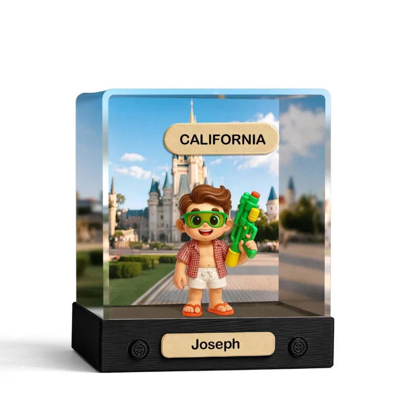Gepersonaliseerde 3D Minifiguur van Jouw Foto – Uniek Speelfiguur met Achtergrond en Acryl Displaybox