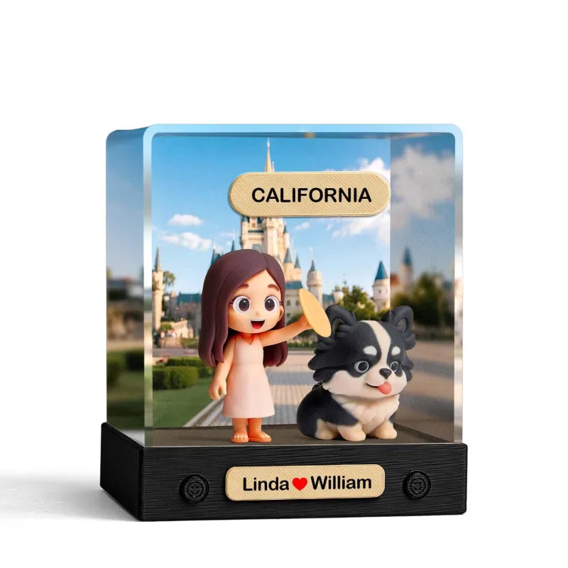 Gepersonaliseerde 3D Minifiguur van Jouw Foto – Uniek Speelfiguur met Achtergrond en Acryl Displaybox