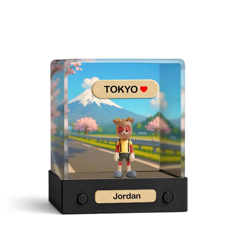 Gepersonaliseerde 3D Minifiguur van Jouw Foto – Uniek Speelfiguur met Achtergrond en Acryl Displaybox